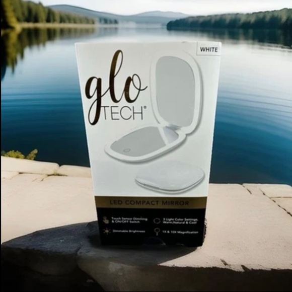 Glo Tech LED Compact Mirror USB & 10X MAG 3 Light Settings White + Onn Powerbank - Picture 7 of 13